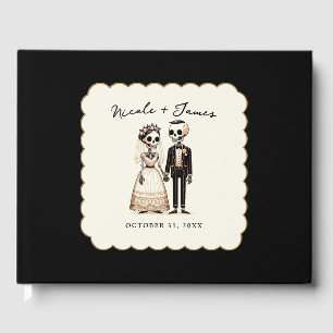 Cartoon Skelettbrücke + Groom Whimsical Wedding Gästebuch