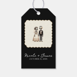 Cartoon Skelettbrücke + Groom Whimsical Wedding Geschenkanhänger