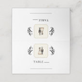 Cartoon Skelettbrücke + Groom Whimsical Wedding Platzkarte (Außenseite Aufgefaltet)