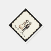 Cartoon Skelettbrücke + Groom Whimsical Wedding Serviette (Ecke)