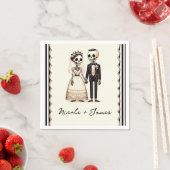 Cartoon Skelettbrücke + Groom Whimsical Wedding Serviette (Beispiel)