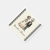 Cartoon Skelettbrücke + Groom Whimsical Wedding Serviette (Ecke)