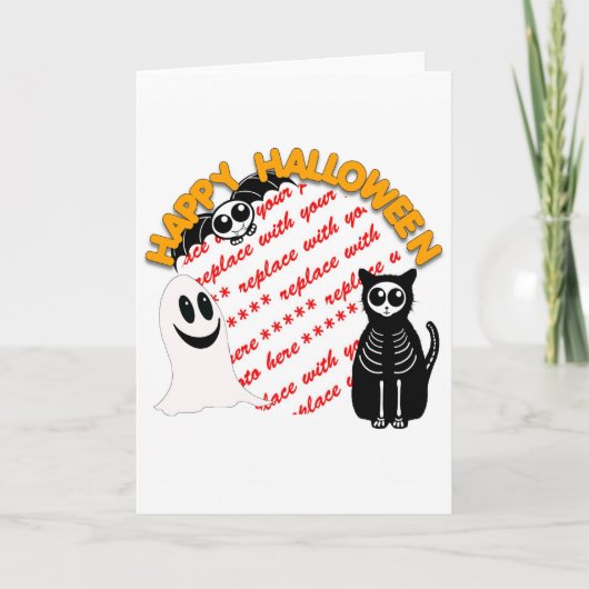 Cartoon Skelettkat, Bat & Ghost Foto Rahmen Karte (Vorderseite)