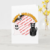 Cartoon Skelettkat, Bat & Ghost Foto Rahmen Karte (Gelbe Blume)