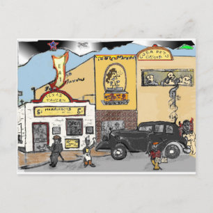 Cartoon Sketch von Roanoke Sehenswürdigkeit Texas  Postkarte