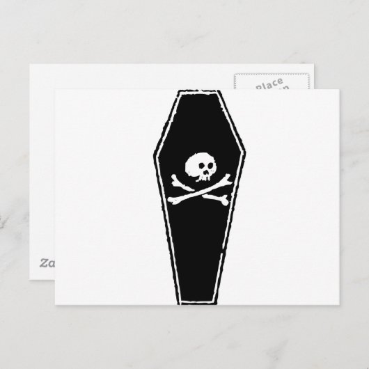 Cartoon Skull and Cross Bones in Coffin by Chillee Postkarte (Vorne/Hinten)