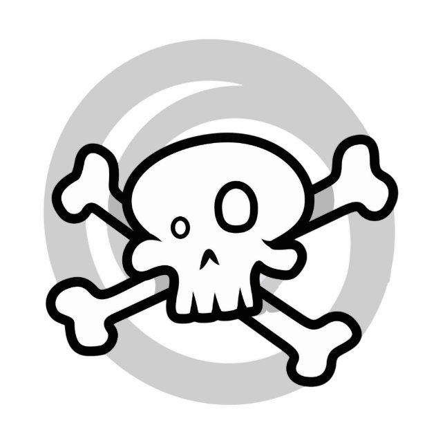 Cartoon Skull & Cross Bones Swirbeln Fotoskulptur Magnet (Vorne)