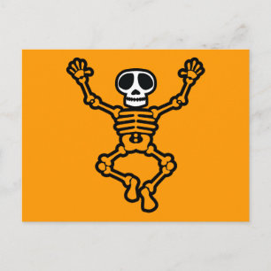 CARTOON SKULL SKELETON GRAFIK DANCING EMO DARK POSTKARTE