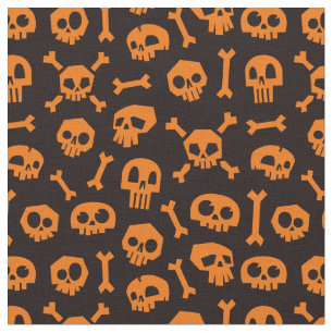 Cartoon Skull und Crossbones Pumpkin Stoff