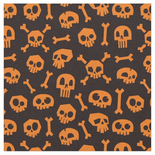 Cartoon Skull und Crossbones Pumpkin Stoff (Nahaufnahme)