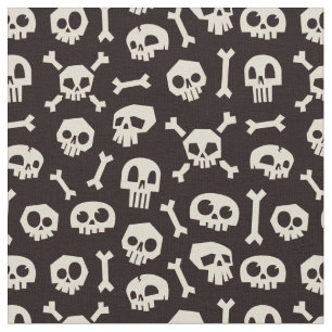 Cartoon Skullen Knochen weiß Stoff