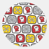 Cartoon Skulls and Bones Kid's Halloween-Party Runder Aufkleber (Vorderseite)