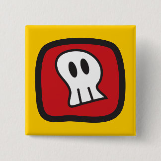Cartoon Skulls & Bones Halloween Party Button
