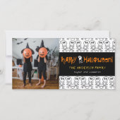 Cartoon Skulls & Bones Kid's Happy Halloween Foto Karte (Vorderseite)