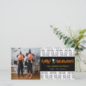 Cartoon Skulls & Bones Kid's Happy Halloween Foto Karte (Stehend Vorderseite)