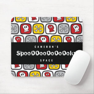 Cartoon Skulls & Bones Pattern Fun Kid's Halloween Mousepad