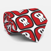 Cartoon Skulls & Bones Rote Quadrate Halloween-Par Krawatte (Gerollt)