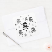 Cartoon Skulls Collage - Graustufen Quadratischer Aufkleber (Umschlag)
