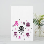 Cartoon Skulls Collage - Rosa Briefpapier (Stehend Vorderseite)