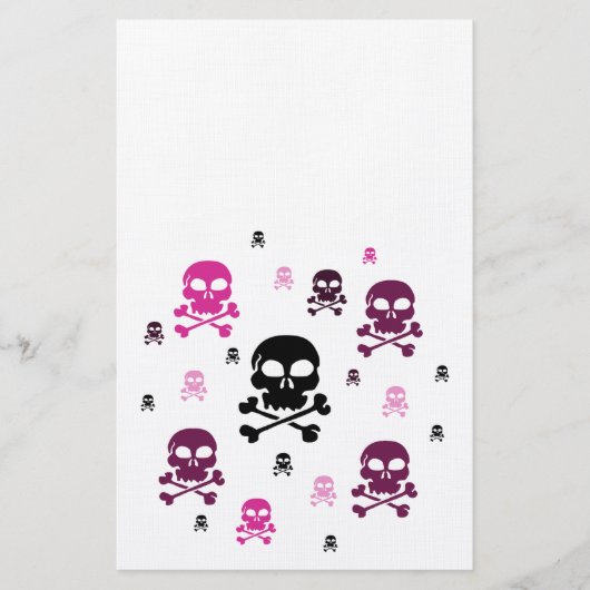 Cartoon Skulls Collage - Rosa Briefpapier (Vorderseite)