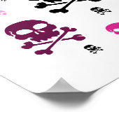 Cartoon Skulls Collage - Rosa Poster (Ecke)