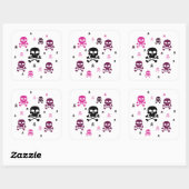 Cartoon Skulls Collage - Rosa Quadratischer Aufkleber (Blatt)