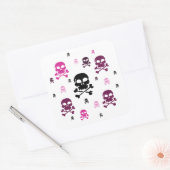 Cartoon Skulls Collage - Rosa Quadratischer Aufkleber (Umschlag)
