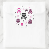 Cartoon Skulls Collage - Rosa Quadratischer Aufkleber (Tasche)