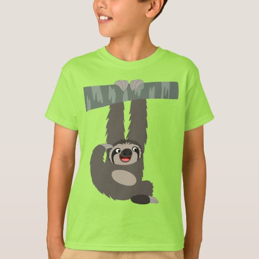 Cartoon Sloth aus einem Zweig Kids T - Shirt (Vorderseite)