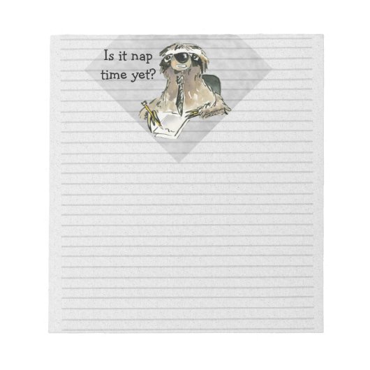 Cartoon Sloth Nickerchen Time Notizblock (Vorderseite)