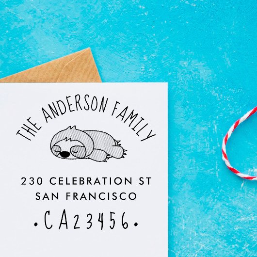 Cartoon Sloth | Rücksendeadresse von benutzerdefin Gummistempel