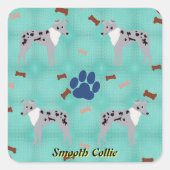 Cartoon Smooth Collie Quadratischer Aufkleber (Vorderseite)