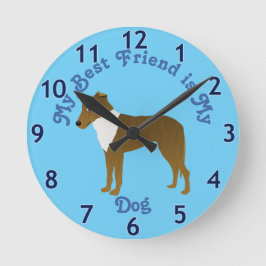 Cartoon Smooth Collie Sable Round Clock Runde Wanduhr