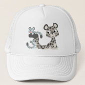 Cartoon Snow Leopard und Cubs Hat Truckerkappe (Vorderseite)