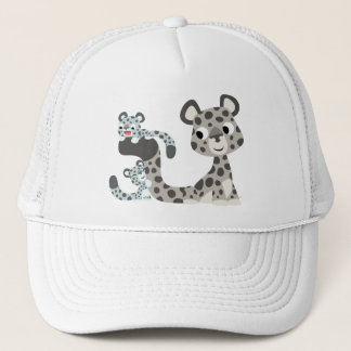 Cartoon Snow Leopard und Cubs Hat Truckerkappe