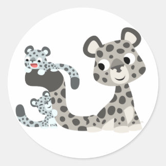 Cartoon Snow Leopard und Cubs Sticker