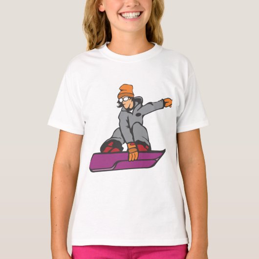 Cartoon, Snowboard, Sport T-Shirt (Vorderseite)