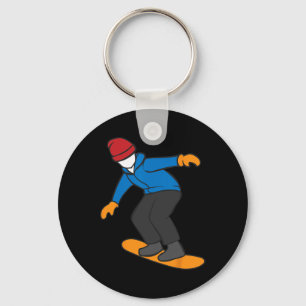 Cartoon Snowboarder Illustration Wintersport Schlüsselanhänger