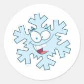 Cartoon Snowflake Runder Aufkleber (Vorderseite)