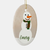 Cartoon Snowman (Anpassbarer Name) Keramik Ornament (Rechts)