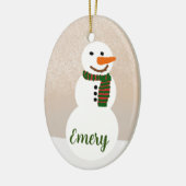 Cartoon Snowman (Anpassbarer Name) Keramik Ornament (Links)
