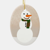 Cartoon Snowman (Anpassbarer Name) Keramik Ornament (Hinten)