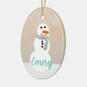 Cartoon Snowman (Anpassbarer Name) Keramik Ornament (Links)