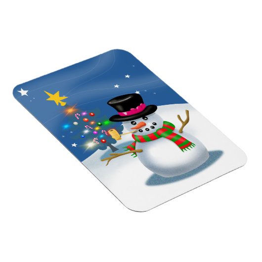 Cartoon Snowman Christmas Magnet (Rechte Seite)