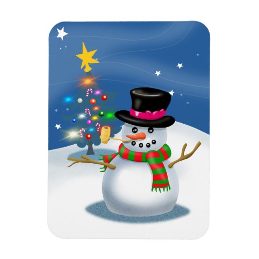 Cartoon Snowman Christmas Magnet (Vertikal)