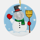 Cartoon Snowman Face Foto Keramik Ornament (Vorne)