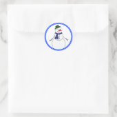 Cartoon Snowman Little Kokett Boy Runder Aufkleber (Tasche)