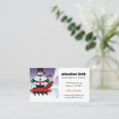 Cartoon Snowman Snow Removal Service Visitenkarte (Stehend Vorderseite)