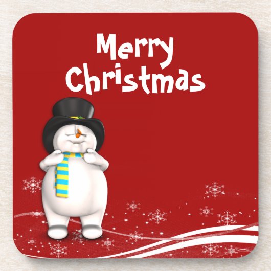 Cartoon Snowman Weihnachten Untersetzer (Vorderseite)