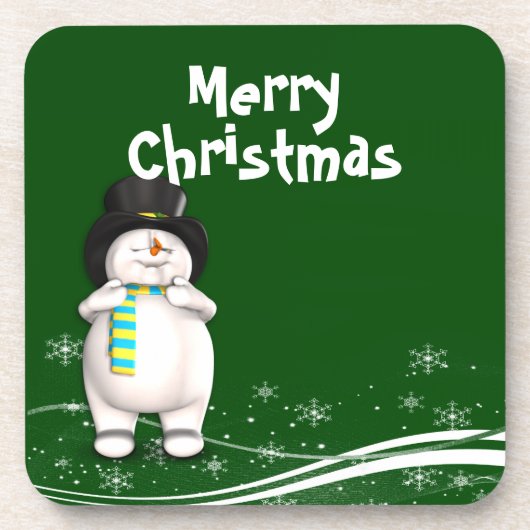 Cartoon Snowman Weihnachten Untersetzer (Vorderseite)